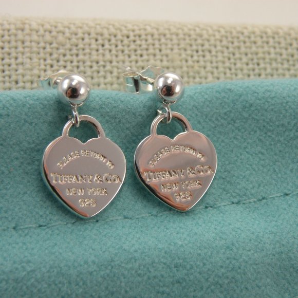 NEW Mini Heart Ball Stud Earrings Return to Tiffany & Co Solid Sterling Silver - Picture 6 of 13